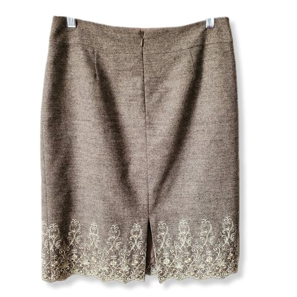 Antonio Melani Tan Tweed Embroidered Pencil Skirt 8 Neutral Lady Corporate - Picture 5 of 15
